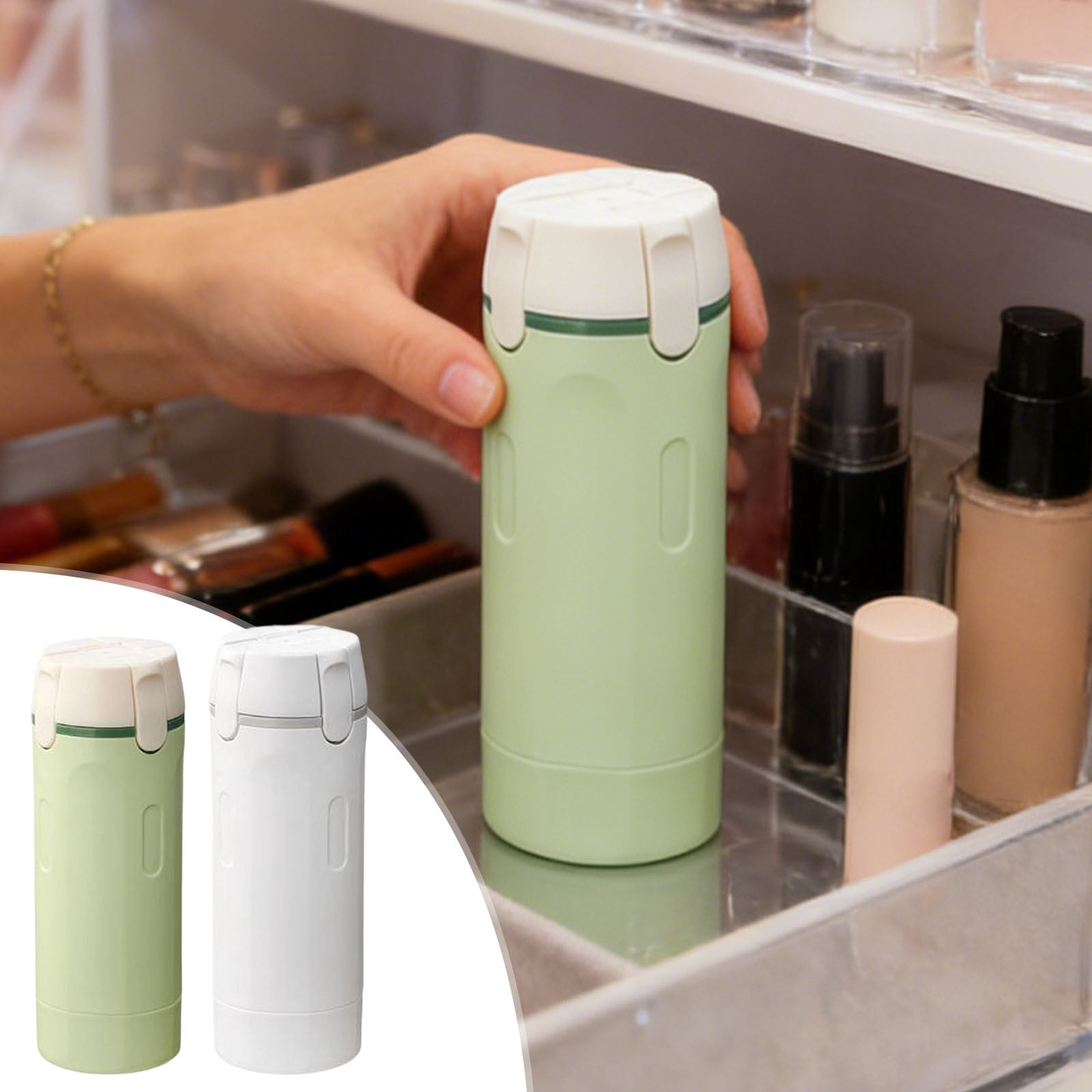 Four in One Travel Bottle Set, White, Press-Type Dispenser for Shampoo Conditioner Body Wash, Leak-Proof Portable Toiletry Containers for Carry on Luggage (1 Pc)