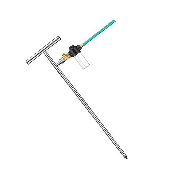 Four-Outlet Root Waterer with Metal Probe and Crossbar Handle for In-Soil Water Placement Around Trees, Vegetables and Garden