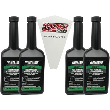 Four Pack Compatible with Yamaha Yamalube Fuel Stabilizer & Conditioner Plus ACC-FSTAB-PL-12 Contains Four 12oz Bottles and a Funnel