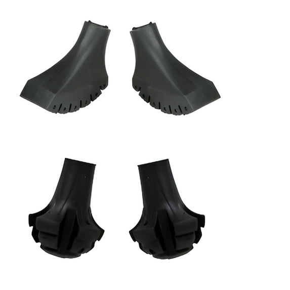 Four Pack of Extra Durable Rubber Replacement Tips (Replacement Feet / Paws / Ferrules / Caps) for Trekking Poles - Fits All Standard Hiking and Walking Poles (Round (2) & Medium Tapered (2), 4 Pack)
