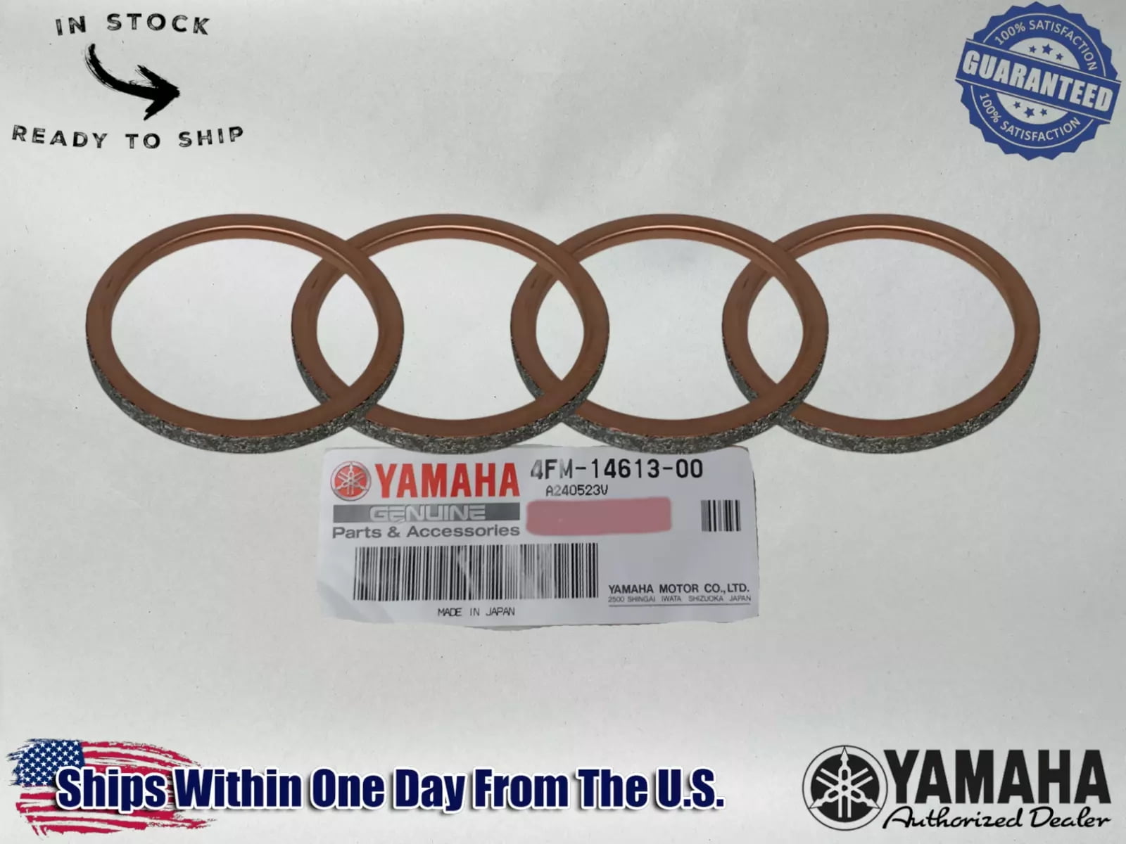 Four Pack Yamaha Genuine OEM Authentic Exhaust Gaskets 4FM-14613-00-00 ...