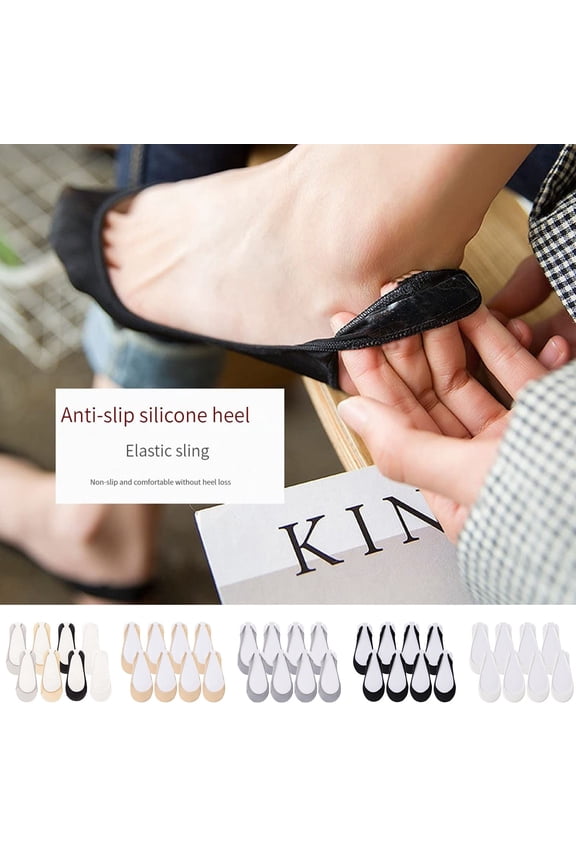 Four Pair Womens Non Slip Ballerina Socks Solid Color with Lace Boat Design