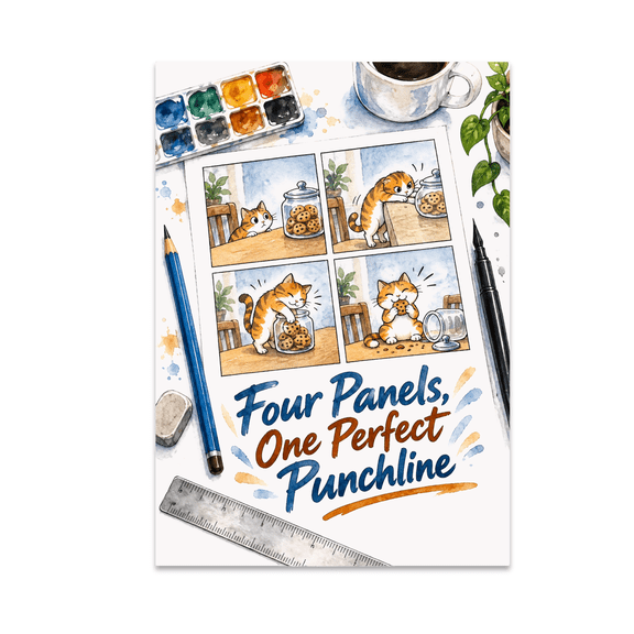 Four Panels One Perfect Punchline Comic Strips - Comic Book Lover - 13x19 Poster Print