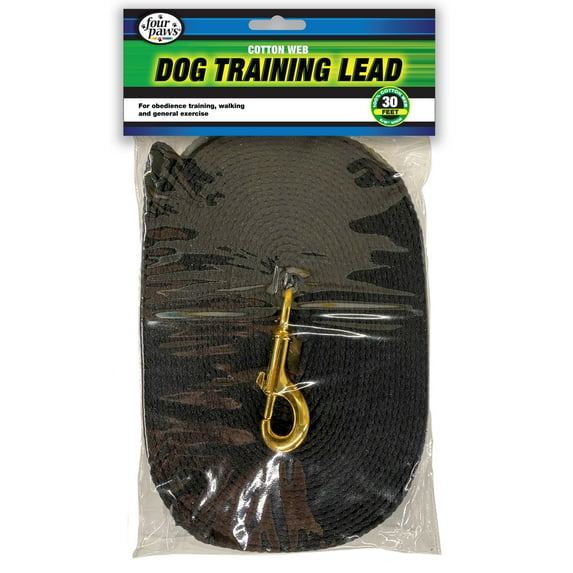 Four Paws Cotton Web Dog Lead, Black 30 feet