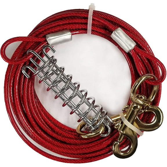 Four Paws Dog Tie Out Cable - Medium Weight - Red(30')