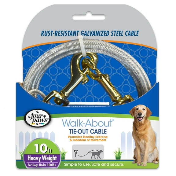 Four Paws Heavy Weight Dog Tie Out Cable Silver 10 Foot (1 Count)