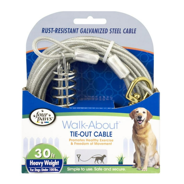 Four Paws Heavy Weight Dog Tie Out Cable Silver 30 Foot 1 Count Walmart