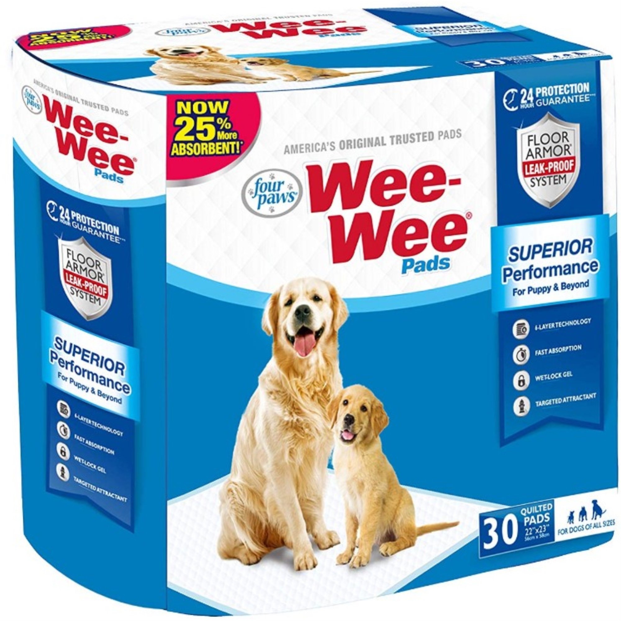Four Paws Original Wee Wee Pads Floor Armor LeakProof System for All
