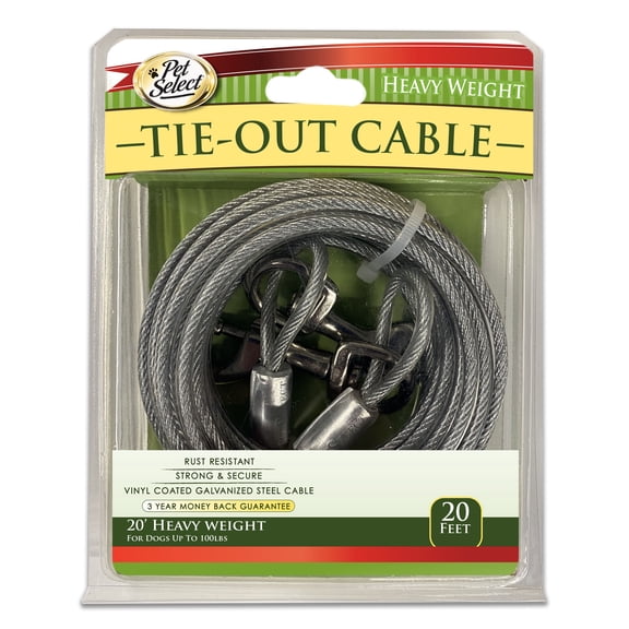Four Paws Pet Select Vinyl-Coated Steel Dog Tie Out Cable Silver 20 Foot