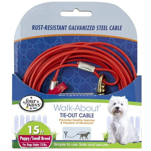 Puppy Dog Tie Out Cable, Red, 15 Ft