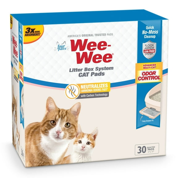 Four Paws Wee-Wee Cat Litter Box System Pads 11" x 17" (30 Count)