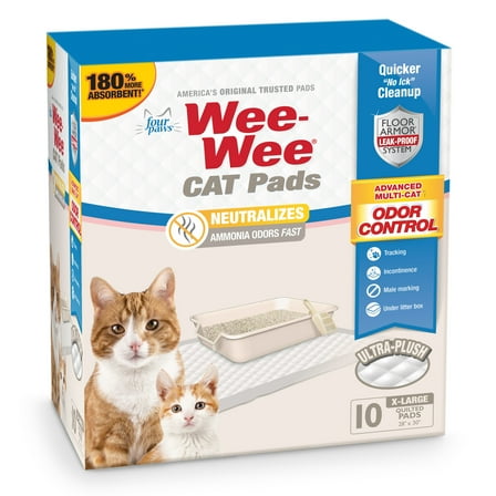 Four Paws Wee-Wee Cat Pads Unscented 28" x 30" (10 Count)
