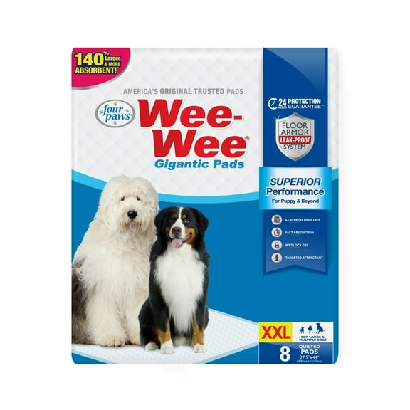 Four Paws Wee Wee Gigantic Potty Training Dog & Puppy Pads, Pet Pee Pads, XXL 8 Count