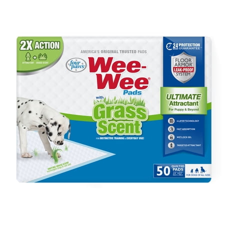 Four Paws Wee-Wee Ultimate Attractant Dog Pee Pads with Grass Scent 22" x 23" (50 Count)