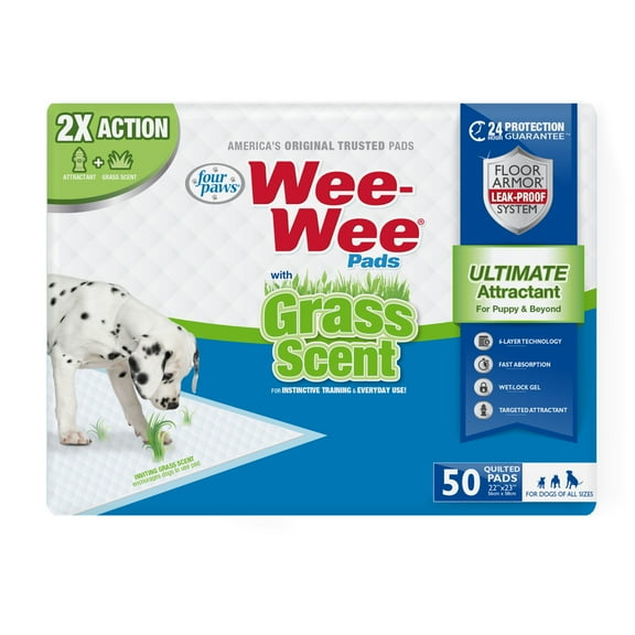Four Paws Wee-Wee Ultimate Attractant Dog Pee Pads with Grass Scent 22" x 23" (50 Count)