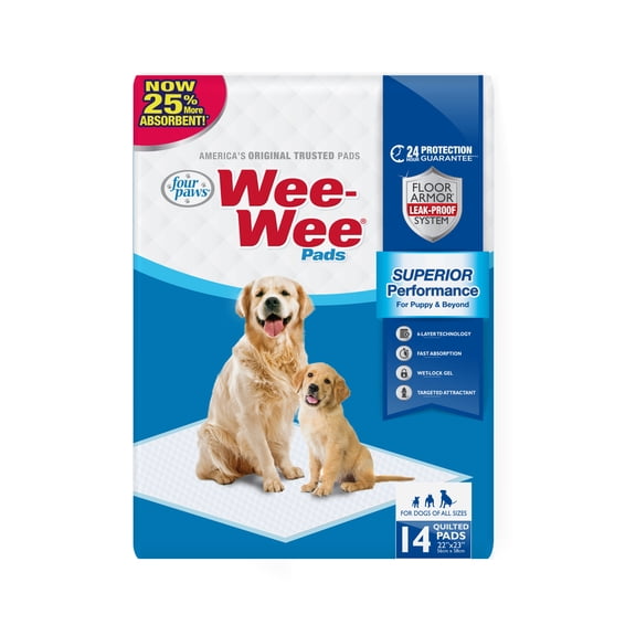 Four Paws Wee-Wee Superior Performance Dog Pee Pads 22" x 23" (14 Count)