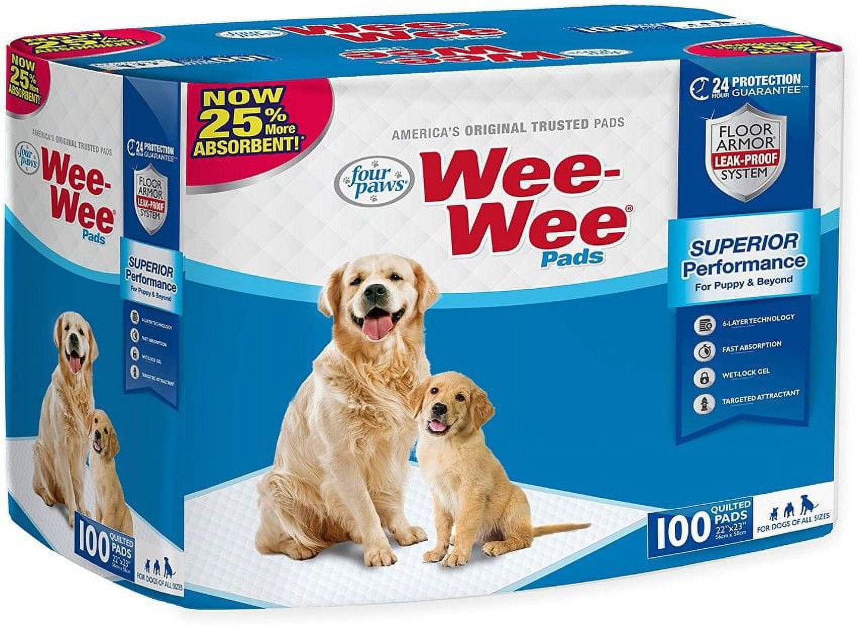 Four Paws Wee Wee Pads Original [Dog, Housebreaking Aids] 100 Pack (22