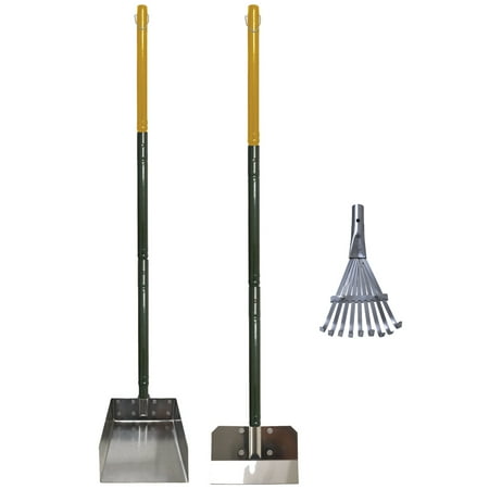 Four Paws Wee-Wee Rake, Spade & Pan, Black Metal & Wood Pooper Scooper Set for Dogs