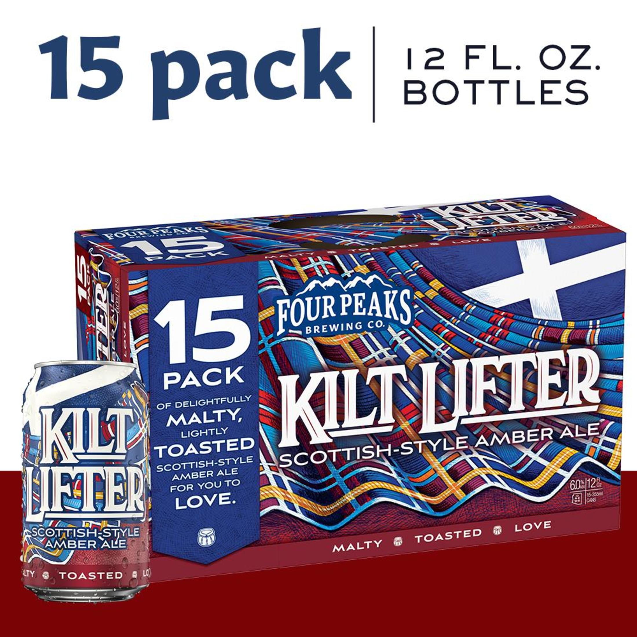 Four Peaks Kilt Lifter Ale Craft Beer, 15 Pack Beer, 12 fl oz Cans, 6