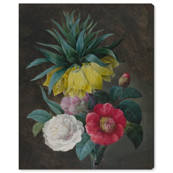 Four Peonies and a Crown Canvas Floral Classic Art by Art Remedy, Gallery Wrapped, 36 x 45