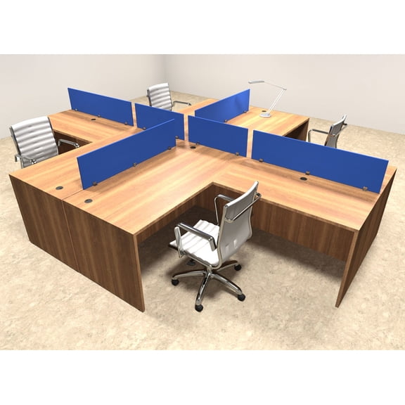 Four Person Blue Divider Office Workstation Desk Set, #OT-SUL-FPB29