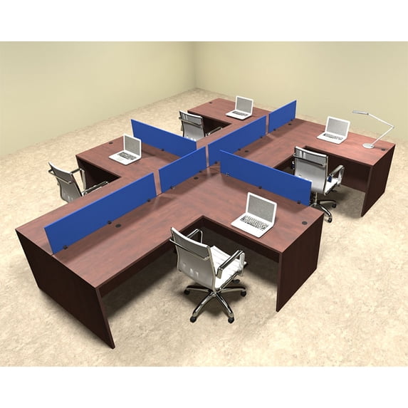 Four Person Blue Divider Office Workstation Desk Set, #OT-SUL-SPB46