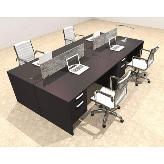 Four Person Modern Accoustic Divider Office Workstation Desk Set, #OT-SUL-FPRG20