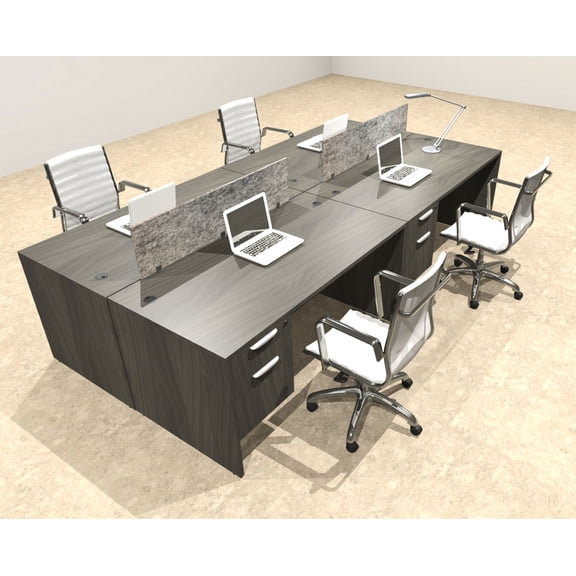 Four Person Modern Accoustic Divider Office Workstation Desk Set, #OT-SUL-FPRG53