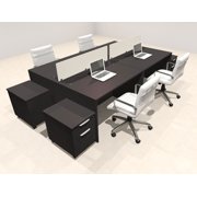 Four Person Modern Acrylic Divider Office Workstation Desk Set, #OT-SUS-FP44