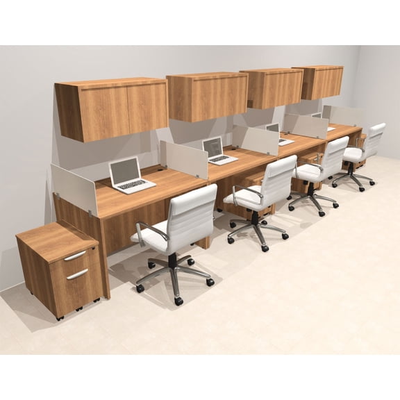 Four Person Modern Acrylic Divider Office Workstation Desk Set, #OT-SUS-SP56