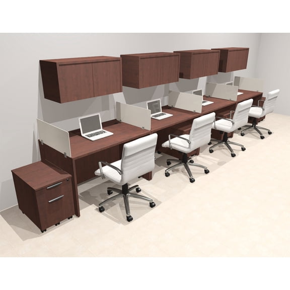 Four Person Modern Acrylic Divider Office Workstation Desk Set, #OT-SUS-SP57