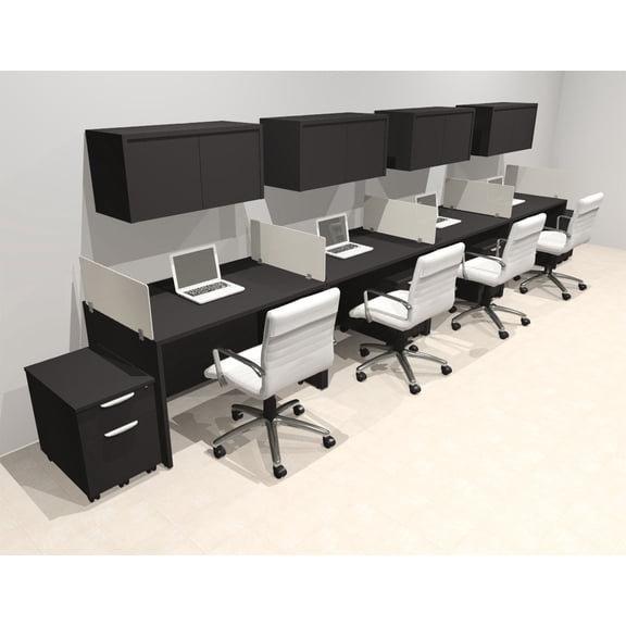 Four Person Modern Acrylic Divider Office Workstation Desk Set, #OT-SUS-SP59