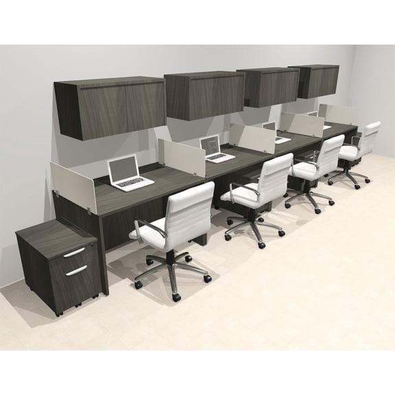 Four Person Modern Acrylic Divider Office Workstation Desk Set, #OT-SUS-SP60
