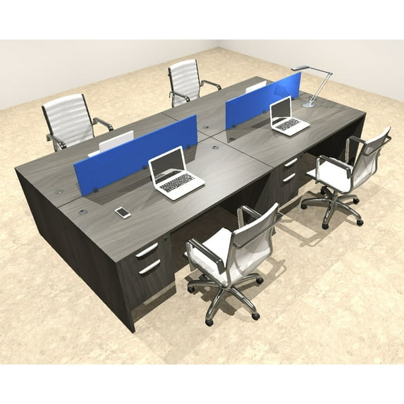 Four Person Modern Divider Office Workstation Desk Set, #OT-SUL-FPB53
