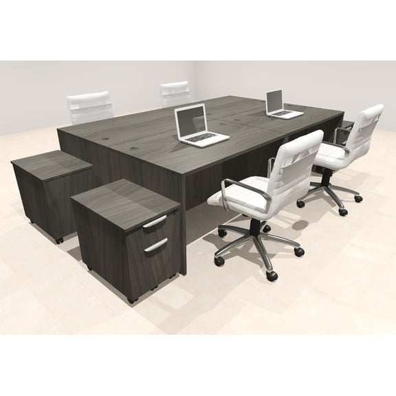 Four Person Modern No Panel Office Workstation Desk Set, #OT-SUS-FPN35
