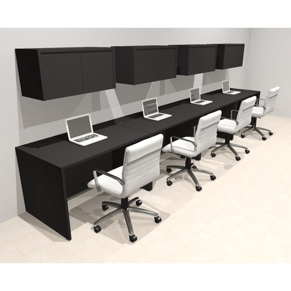 Four Person Modern No Panel Office Workstation Desk Set, #OT-SUS-SPN39
