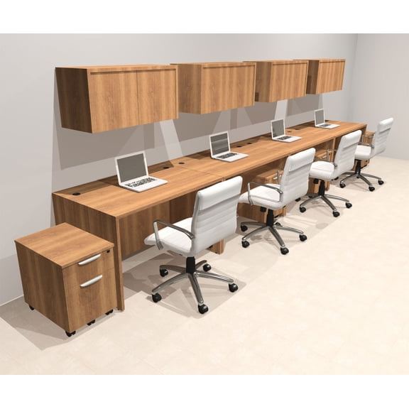 Four Person Modern No Panel Office Workstation Desk Set, #OT-SUS-SPN56