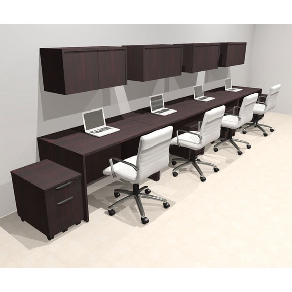 Four Person Modern No Panel Office Workstation Desk Set, #OT-SUS-SPN58
