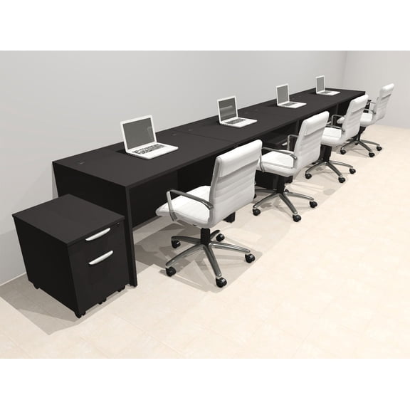 Four Person Modern No Panel Office Workstation Desk Set, #OT-SUS-SPN79