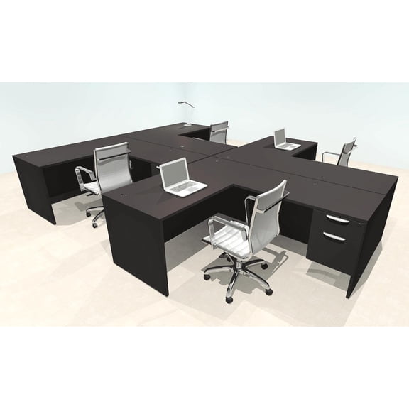 Four Person Modern Office Workstation Desk Set, #OT-SUL-SPN60