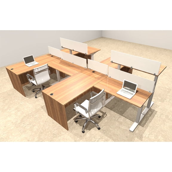 Four Persons Modern Power Height Adjustable Leg Divider Workstation, #OT-SUL-SPH5