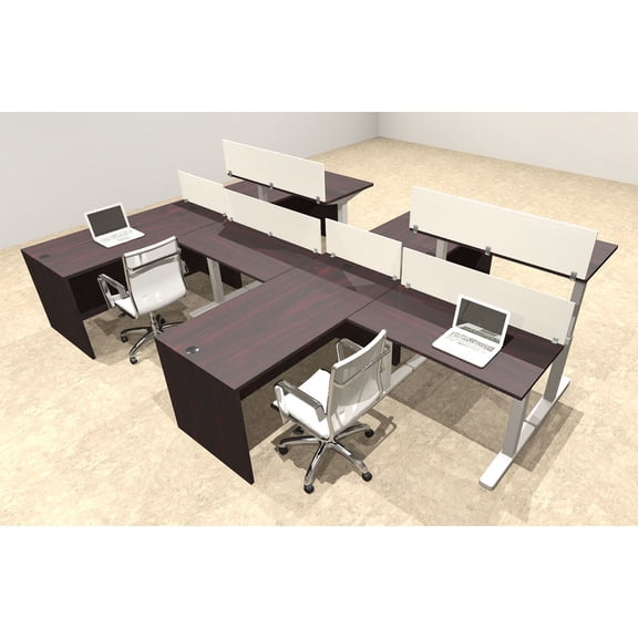Four Persons Modern Power Height Adjustable Leg Divider Workstation, #OT-SUL-SPH7