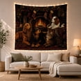 thumbnail image 1 of Four Pets by a Cozy Fireplace, Cozy Rustic for Animal Lovers, Traditional Holiday Art Print, Christmas Gift Tapestry Wall Hanging for Living Room and Bedroom, 1 of 7