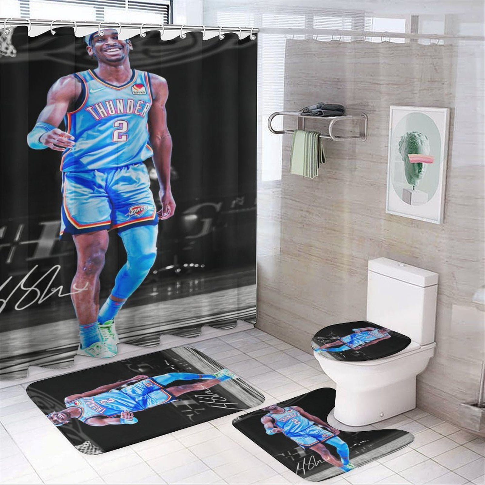 Four Piece Bathroom Set Shai Gilgeous-Alexander Poster 4 Pcs Shower ...