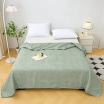 Four-Piece Bed Sheet Set,60x40 Inch & Plaid Reversible Summer Quilt | Soft Microfiber All Season Bedding | Lightweight Conditioning Blanket For Hot Sleepers & Single Beds