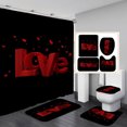 thumbnail image 1 of Four-Piece Bedding Set,Red Rose 4 Pcs Shower Curtain Sets Non-Slip Rugs Bath Mat Toilet Cover U Shaped Mat Black Red Shower Curtain with 12 Hooks Red Rose Bathroom Set, 1 of 8