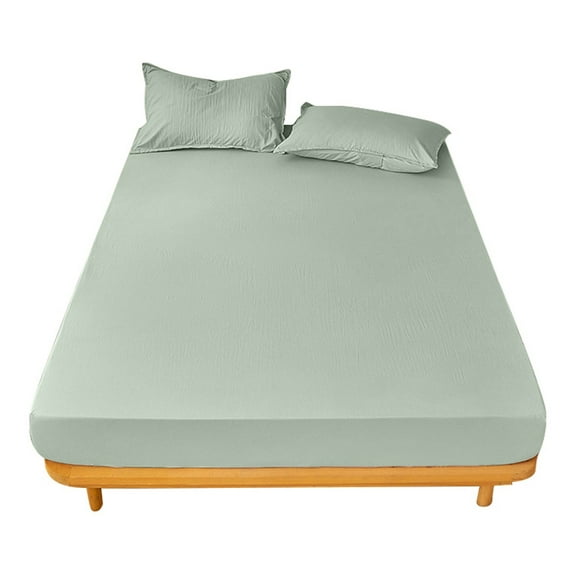 Four-Piece Bedding Set,Solid Color Japanese Yarn Dyed Single Bed Cover Pillowcase Set Bed Sheet And Pillow Case + 1 Pair