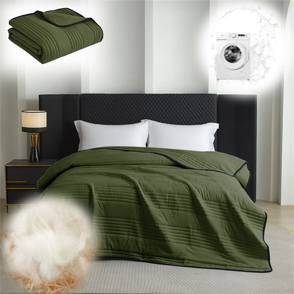 Four-Piece Bedding Set,Washed Cotton Conditioning Quilt/Summer Cool Quilt Double & Single Sizes Thin Summer Blanket With Machine Washable Solid Color Design