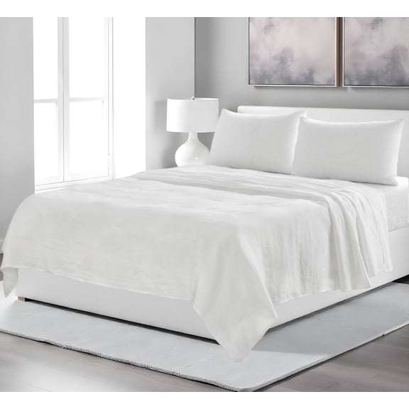 HomeRoots 520735 Traditional 4 Piece Ivory Linen Sheet Set