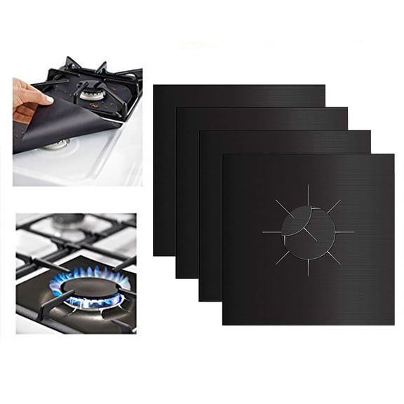 Four-Piece Gas Stove Cleaning and Protection Kit,Double-Walled,Reusable,Non-Stick Coated,Heat-Resistant Cooktop Cover,with Adjustable Burner Pads,Suitable for All Kitchens
